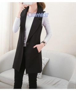 春コート秋服 オシャレ 40代 ノースリープスプリングコート黒 アウター スーツジャケット ミディアム丈チョッキ レディース スーツベストジャケット