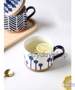 リーフ柄 コーヒーカップ お茶用品 カフェ 食器 ホワイト ナチュラル マグカップ ブルー キッチン用品 ティーカップ リラックス