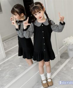 子供服 ワンピース 春秋 長袖 キッズ 女の子 ドット柄 折り襟 子供ドレス ジュニア ベビー服 Aライン カジュアル おしゃれ 可愛い 新品 130 160 120 150 140