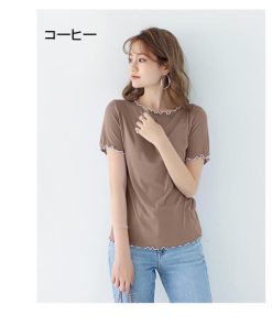 Tシャツ レディース トップス 40代 半袖 綿 春夏 カットソー 新作 大きいサイズ シンプル UVカット 韓国風 20代 おしゃれ 30代 かわいい 40代