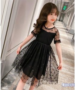 子供服 ワンピース 160 韓国子ども服 キッズ 女の子 夏服 半袖ワンピース チュール 水玉 子供ドレス 結婚式 誕生日 ベビー服 可愛い おしゃれ お姫様 ジュニア