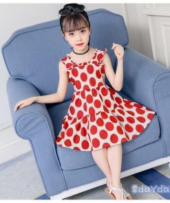 子供服 ワンピース ノースリーブ 春夏 女の子 キッズワンピース 薄手 ドット柄 チュニック 子供ドレス ジュニア おしゃれ 可愛い 女児 新品 150cm 涼しい 160cm