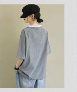 Tシャツ レディース トップス 40代 半袖 綿 Vネック 春夏 カットソー 新作 大きいサイズ UVカット 韓国風 20代 40代 おしゃれ 30代 かわいい