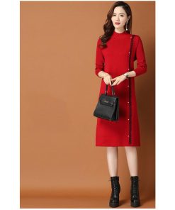 ワンピース 冬服 秋服 レディース ニットワンピース ゆったり スカート 韓国風 おしゃれ 大人 セーターワンピース 無地 ハイネック 厚手 30代 20代 きれいめ