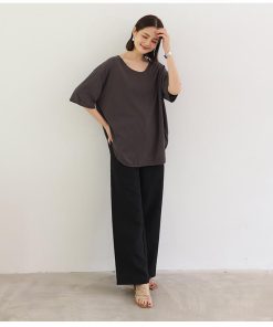 Tシャツ レディース 夏 綿 トップス 40代 半袖 カットソー 新作 大きいサイズ シンプル インナー UVカット 韓国風 20代 30代 40代 おしゃれ かわいい