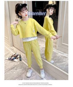 子供服 セットアップ 女の子 長袖 春秋 上下セット 韓国子供服 キッズ ジュニア Tシャツ ロング丈パンツ 可愛い 小学生 おしゃれ 通学着