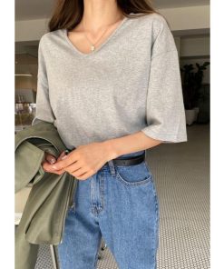 Tシャツ レディース 夏 半袖 綿 Vネック カットソー トップス シンプル 透けない おしゃれ コーデ UVカット きれいめ 40代 30代 20代 スリット