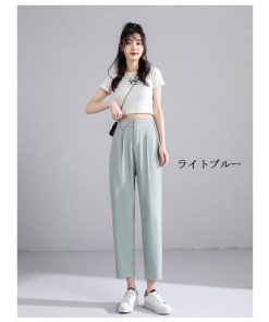 テーパードパンツ レディース 春夏 40代 韓国風 きれいめ ボトムス 20代 30代 50代 ハイウエスト ストレッチ 美脚 伸びる 楽ちん おしゃれ 無地 通勤 カジュアル