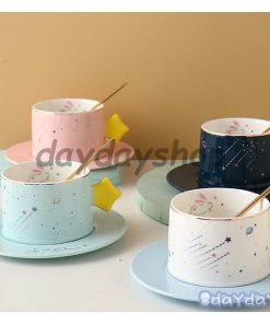 コーヒーカップ キッチン用品 星柄 蓋つき お茶用品 スプーン セットアイテム ティーカップ 星 宇宙 マグカップ 惑星 食器