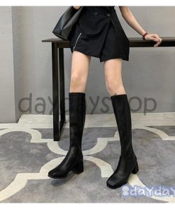 ロングブーツ レディース ロング丈 ヒール トレンド PU 黒 シンプル 裏ポア 美脚 おしゃれ オシャレ 歩きやすい 履きやすい 高品質