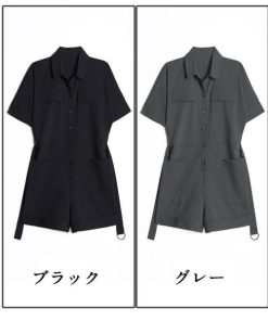 綿 レディース 半袖Tシャツ UV対策 シャツ 新作 40代 黒 春夏 セットアップ 20代 30代 サロペット パンツスタイル