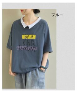 Tシャツ レディース トップス 40代 半袖 綿 Vネック 春夏 カットソー 新作 大きいサイズ UVカット 韓国風 20代 40代 おしゃれ 30代 かわいい