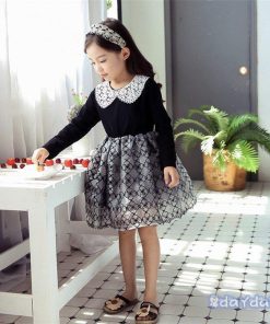 子供服 ワンピース 長袖 春秋 女の子 キッズワンピース 膝丈ワンピース 折り襟 チュニック 子供ドレス ジュニア ベビー服 おしゃれ 誕生日 可愛い 通学着 新品