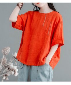 ブラウス レディース　夏 40代 クルーネック オシャレブラウス Tシャツ 半袖トップス ブラウス 大人 通勤 ゆったり 韓国風 50代 30代 シャツ