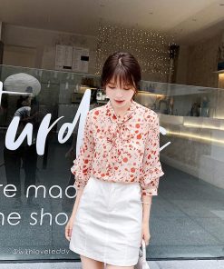 シャツ レディース トップス 夏 フリル Vネック 花柄 シフォン リボン付き おしゃれ 大きいサイズ 着痩せ 韓国風 ゆったり きれいめ 40代 50代 20代 30代