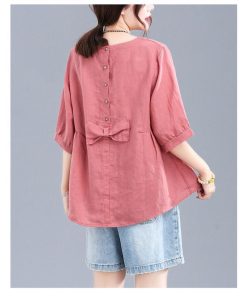 Tシャツ レディース 夏 綿麻 トップス 40代 半袖 カットソー 大きいサイズ シンプル ゆったり UVカット 韓国風 新作 20代 かわいい おしゃれ 30代