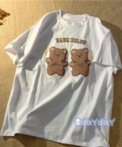 Tシャツ オシャレ Tシャツ 普段着 クマプリント レディース 夏Tシャツ 半袖 女性Tシャツ 可愛い 夏用 ティシャツ 夏新作