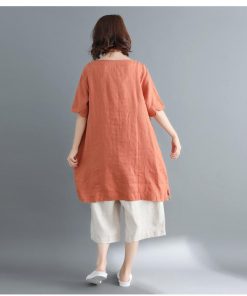 Tシャツ レディース 夏 綿麻 トップス 40代 半袖 カットソー 大きいサイズ シンプル ゆったり UVカット 韓国風 新作 かわいい おしゃれ 20代 30代