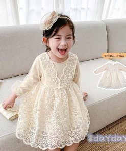 子供服 ワンピース 韓国子供服 女の子 キッズ 春 長袖 レースワンピース チュール 子供ドレス Dress 子ども服 ベビー服 お姫様 可愛い カジュアル おしゃれ 新品