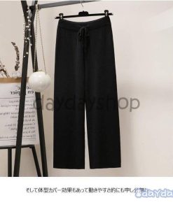 ゆったり ロングパンツ パンツ カジュアルパンツ 九分丈 ガウチョパンツ 秋 レディース ガウチョ ニットパンツ 厚手 冬 ニット ワイドパンツ