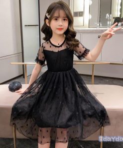 子供服 ワンピース 160 韓国子ども服 キッズ 女の子 夏服 半袖ワンピース チュール 水玉 子供ドレス 結婚式 誕生日 ベビー服 可愛い おしゃれ お姫様 ジュニア