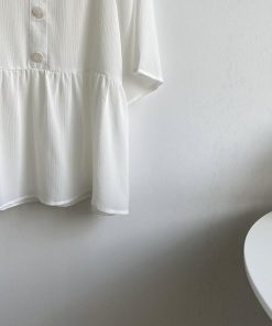 ブラウス レディース きれいめ 40代 春 夏 上品 ブラウス 白 シャツ クルーネック トップス 半袖 シフォン ゆったり オシャレ 韓国風 50代 大きいサイズ 30代