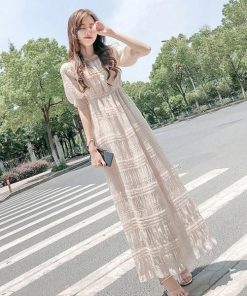 マキシワンピース レデイース シフォン 半袖 プリーツ 夏 ロング丈 ボートネック きれいめ 大きいサイズ 韓国風 フレア 着痩せ 40代 50代 30代 オシャレ