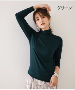 Tシャツ レディース 40代 綿 ハイネック カットソー 秋冬 韓国風 長袖 インナー 20代 30代 50代 トップス 大きいサイズ おしゃれ 体型カバー ゆったり 大人