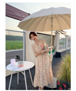 ワンピース レディース  夏 きれいめ マキシワンピース 半袖ワンピース ドット柄vネック シフォン Aラインスカート オシャレ韓国風 大人 30代 40代 50代 通勤OL