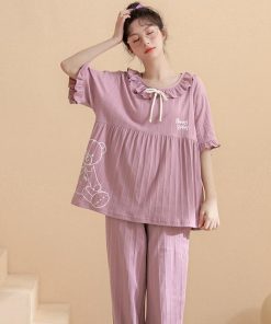 ルームウェア レディース 春夏 半袖 パジャマ 綿 ゆったり ロングパンツ 上下セット 可愛い 寝巻き セットアップ 女性 部屋着 韓国風 プレゼント 寝間着
