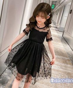 子供服 ワンピース 160 韓国子ども服 キッズ 女の子 夏服 半袖ワンピース チュール 水玉 子供ドレス 結婚式 誕生日 ベビー服 可愛い おしゃれ お姫様 ジュニア