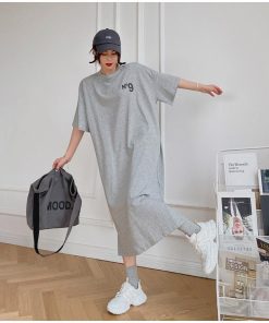 ワンピース ロンT Tシャツワンピース 40代 春夏 半袖 ロング丈 綿 ワンピース レディース 体型カバー 着痩せ 大きいサイズ ゆったり 韓国風 30代 20代