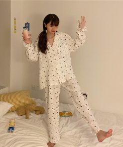 パジャマ レディース 春 秋 長袖 パジャマ ロングパンツ 花柄 ハート ルームウェア 上下セット 前開き パジャマ 可愛い 韓国風 パジャマ 寝巻き 部屋着