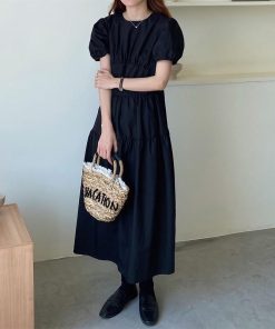 ワンピース レディース 40代 マキシワンピース 春夏 半袖ワンピース シフォン パフスリーブ きれいめ 韓国風 大人 上品 20代 30代 ゆったり 大きいサイズ 50代