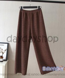 純色 フレアパンツ 柔らかい シンプル 上品 パンツ ボトムス リブ柄 柔軟性 レディース ワイドパンツ 優雅 コットン ニットパンツ