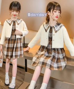 子供服 セットアップ 女の子 長袖 春秋 秋着 上下セット 韓国子供服 キッズ ジュニア トップス 丸首 スカート 膝上丈  新品 通学着 可愛い おしゃれ