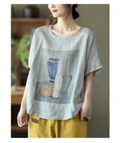 Tシャツ レディース トップス 40代 半袖 綿麻 春夏 カットソー 新作 大きいサイズ シンプル インナー UVカット 韓国風 20代 おしゃれ 30代 かわいい 40代