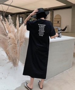 ワンピース レディース 40代 キレイめ ロング丈ワンピース 春夏 ロングTシャツ 大きいサイズ チュニック ゆったり 着痩せ プリント 30代 文字 50代