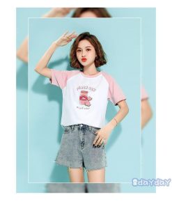 通勤 夏Tシャツ 綿 夏Tシャツ 女性Tシャツ 可愛い プリント カジュアル 半袖 ゆったり Tシャツ レディース オシャレ夏用 韓国風