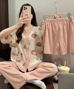 パジャマ ルームウェア レディース 夏 綿 半袖 パジャマ ルームウェア 大きいサイズ ロングパンツ 上下セット 可愛い 部屋着 女性 韓国風 寝間着