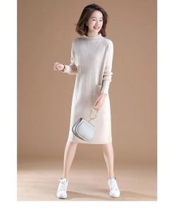 ワンピース 冬服 秋服 レディース ニットワンピース ハイネック スカート 韓国風 おしゃれ 大人 セーターワンピース 無地 厚手 ゆったり 30代 20代 きれいめ