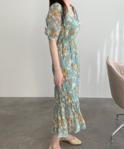 ワンピース レディース 40代 ワンピース 春 夏 半袖 ワンピース シフォン 花柄 フレアスカート Vネック オシャレ 上品 体型カバー 30代 上品 50代 お出かけ 大人