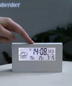 かわいい 天気予報 シンプル 目覚まし時計 デジタル カレンダー付き アラーム クロック 乾電池 見やすい 卓上 大音量 バックライト付き