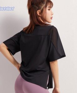 ヨガウェアおしゃれ トップス レディース 安い Tシャツ 半袖 無地 半袖Tシャツ Uネック スリット 吸汗 速乾 スポーツ 30代 20代 40代 50代