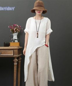 シャツ ブラウス トップス シャツブラウス シャツワンピース ロングシャツ ワンピース レディース 秋 夏 Uネック コーデ デザイン 無地 7分袖 コットン 30代 綿