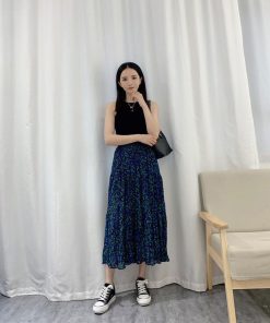 スカート 春夏 フレアスカート 40代 花柄 レディース Aラインスカート ロング丈 ハイウエスト 黒スカート ボトムス 美脚 大人 20代 可愛い 30代 韓国風