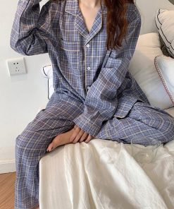 パジャマ 春秋 ロングパンツ 部屋着 パジャマ 快適 可愛い 上下セット レディース 韓国風 ルームウェア チェック柄 長袖パジャマ 寝巻き