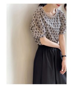 ブラウス レディース 夏 花柄 40代 シャツ パフスリーブ おしゃれ 半袖 トップス 韓国風 大人 通勤 Tシャツ 30代 50代 ゆったり