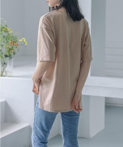 Tシャツ レディース 春夏 40代 半袖 Vネック ニットトップス 白Tシャツ 無地 綿 ショット丈ニットソー ゆったり カットソー おしゃれ 50代 大人 30代