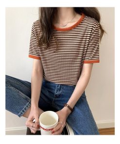 カットソー 半袖 クルーネック 綿 レディース 20代 Tシャツ 半袖Tシャツ ベーシック ボーダー柄 30代 40代